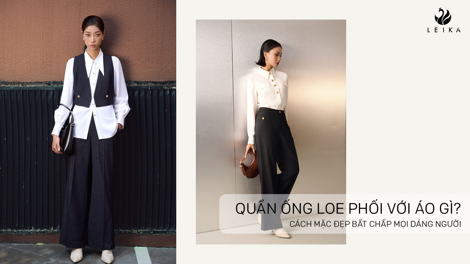 quần ống loe phối với áo gì