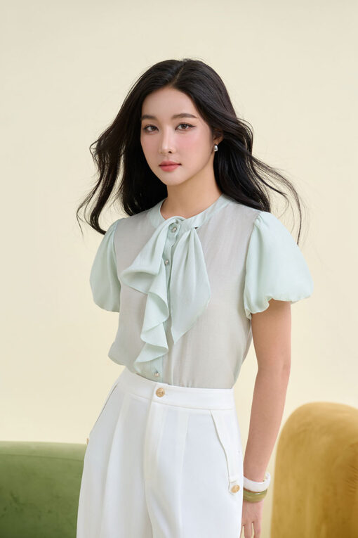 Sơ mi CT nơ luồn cổ tay chuông