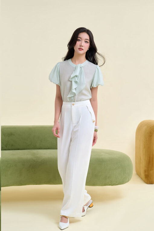 Quần suông túi giả cách điệu, đính cúc