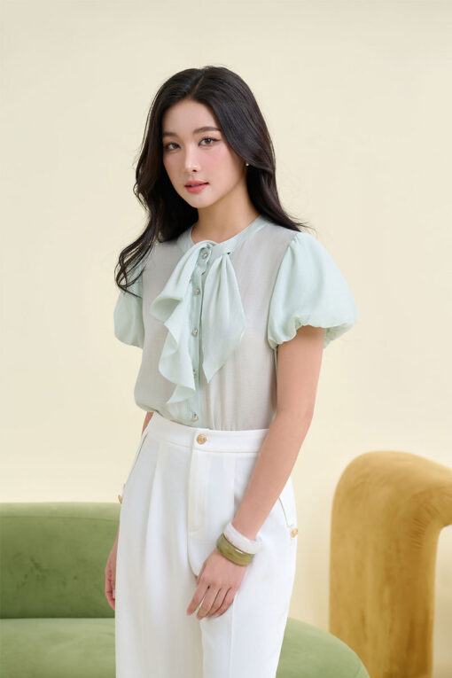 Sơ mi CT nơ luồn cổ tay chuông