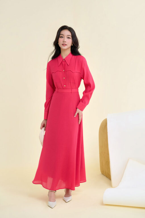 Chân váy tơ xoè éo buộc dây