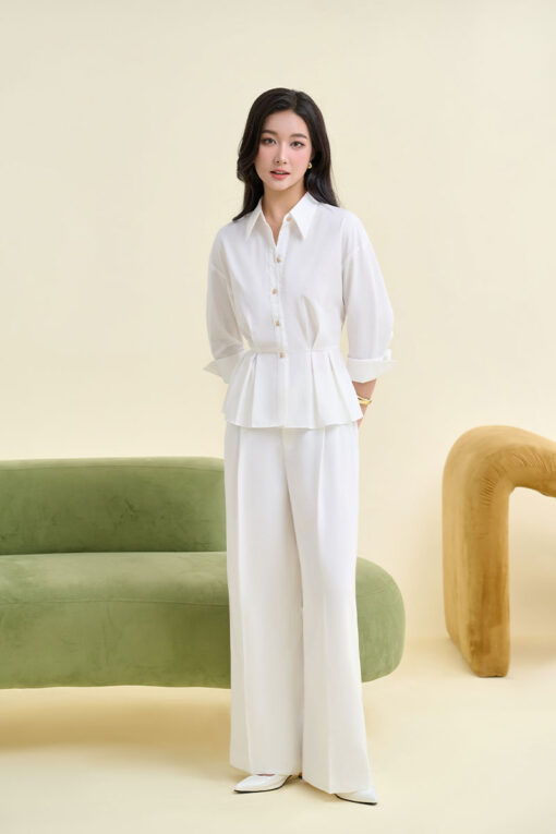 Quần suông khoá moi ly xếp eo