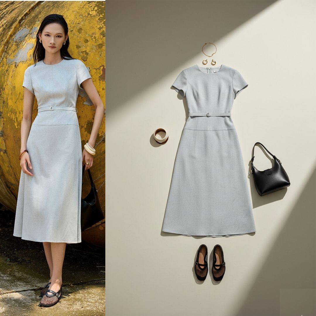 đầm xòe cổ tròn