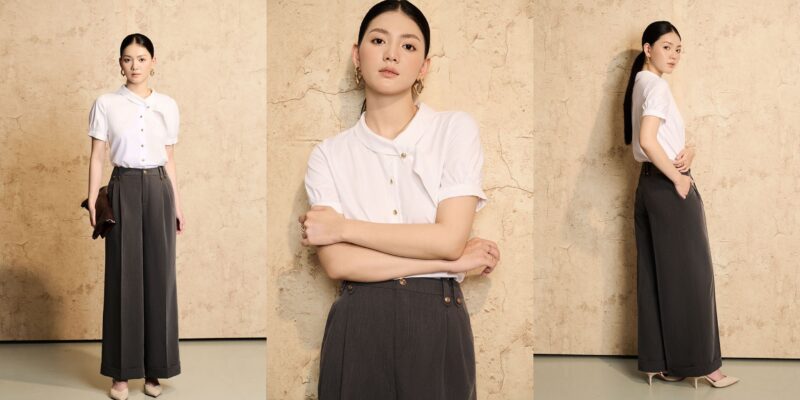 phối đồ với quần ống rộng cho người mập