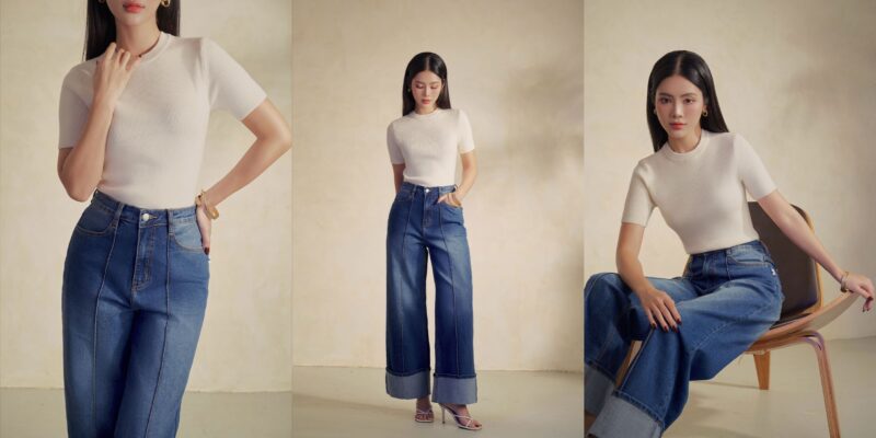 phối đồ với quần jean ống rộng cho người mập