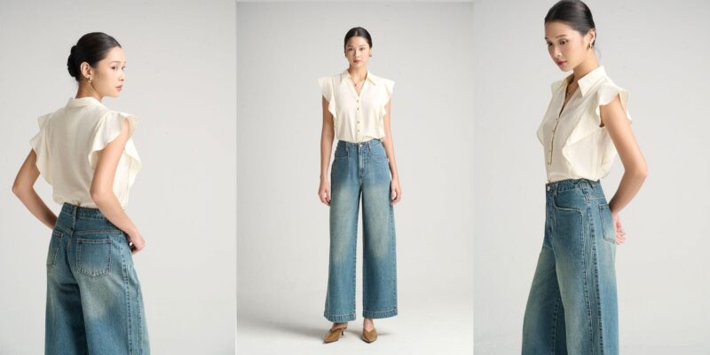 phối đồ với quần jean ống rộng cho người mập