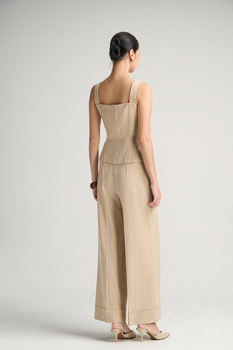 Quần suông diễu cạp miệng túi cơi