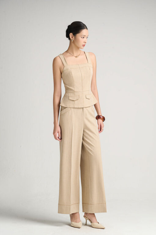 Quần suông diễu cạp miệng túi cơi