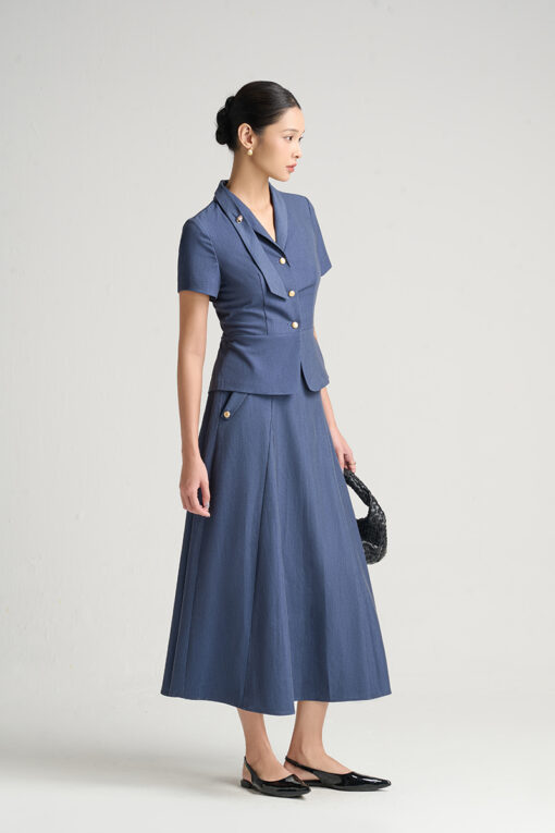 Áo kiểu CT cổ sam đính dây thả 1 bên