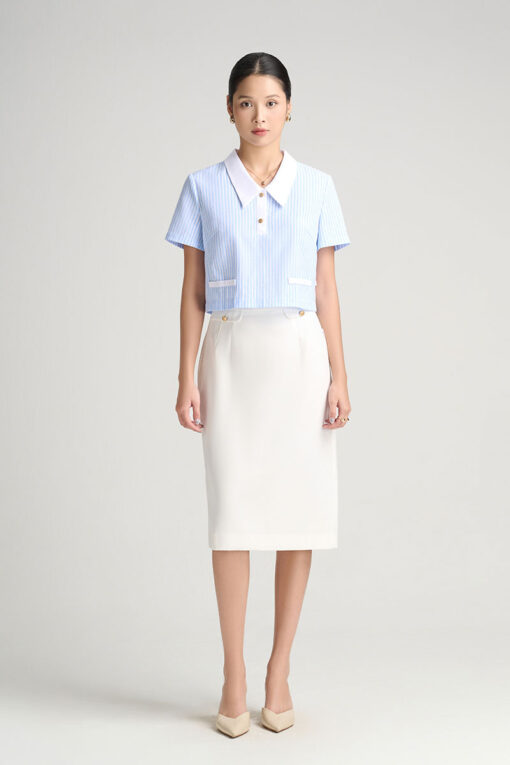 Áo kiểu CT croptop phối cổ nẹp