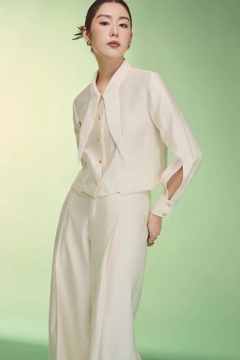 phối đồ với quần ống rộng cho người mập