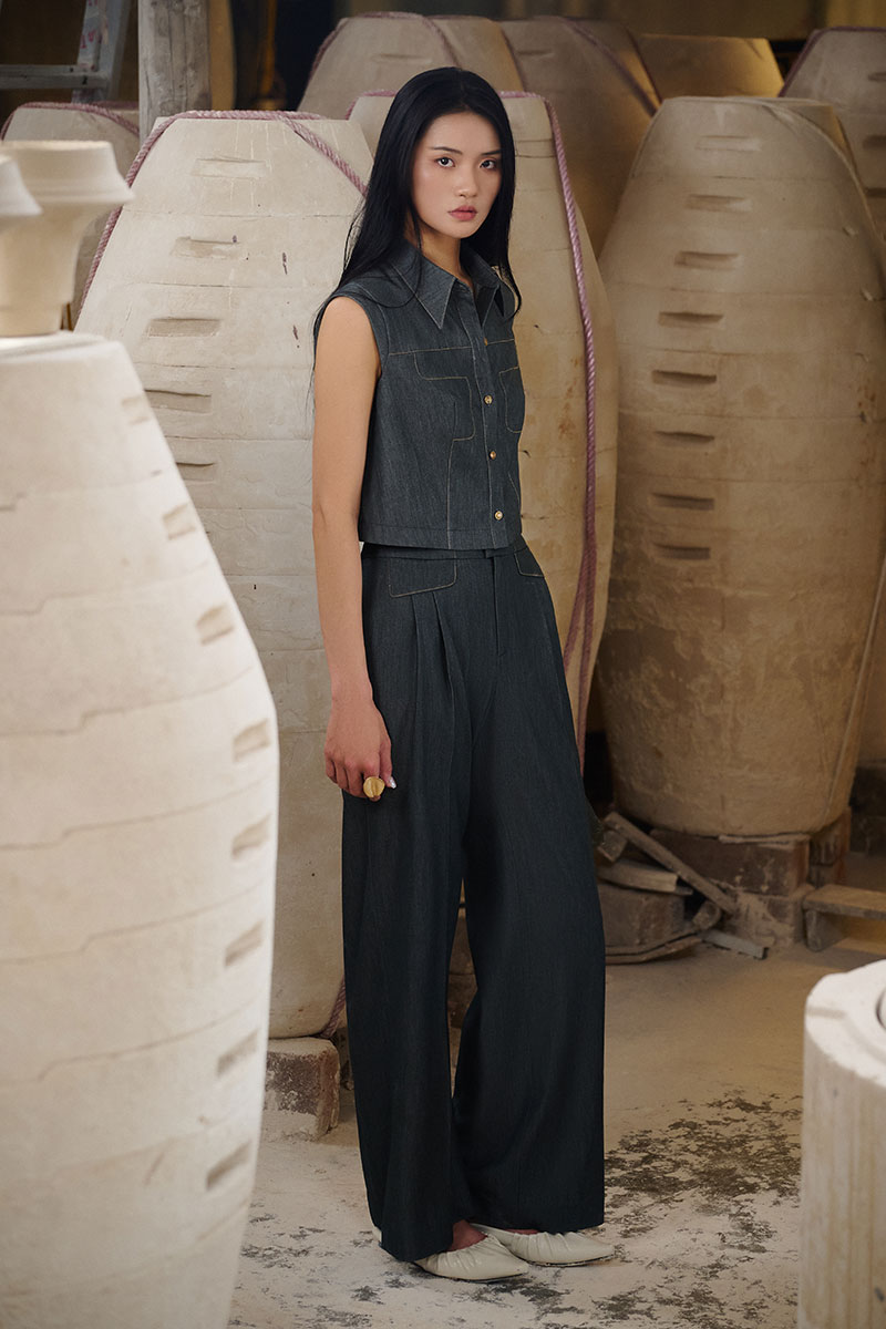 phối đồ với quần ống rộng cho người mập