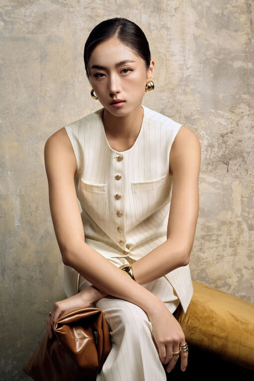 Áo gile túi ốp ngực V gấu