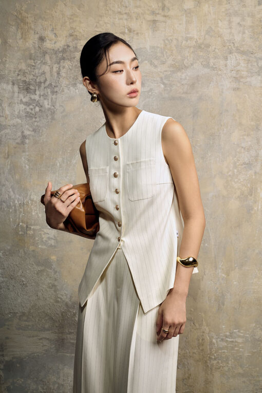 Áo gile túi ốp ngực V gấu