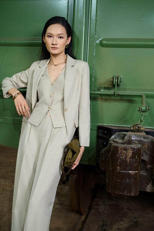 Áo vest basic vạt cong 1 cúc