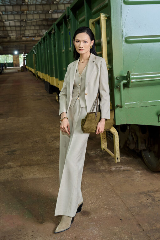 Áo vest basic vạt cong 1 cúc