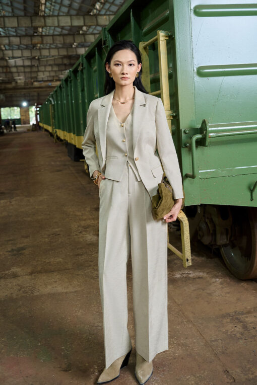 Quần suông cạp thường nắp túi kẹp sườn