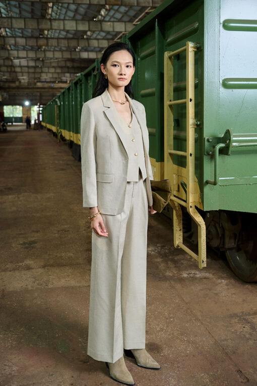 Áo vest basic vạt cong 1 cúc