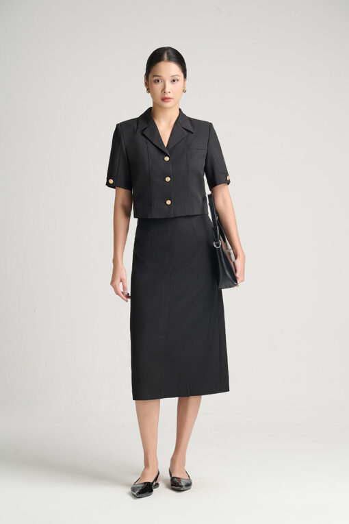 Chân váy suông cạp chần chỉ