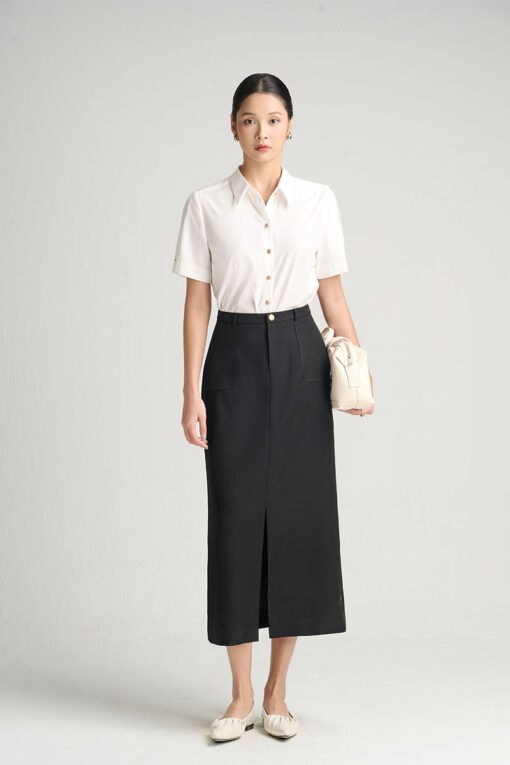 Sơ mi CT tay xếp ly đính cúc