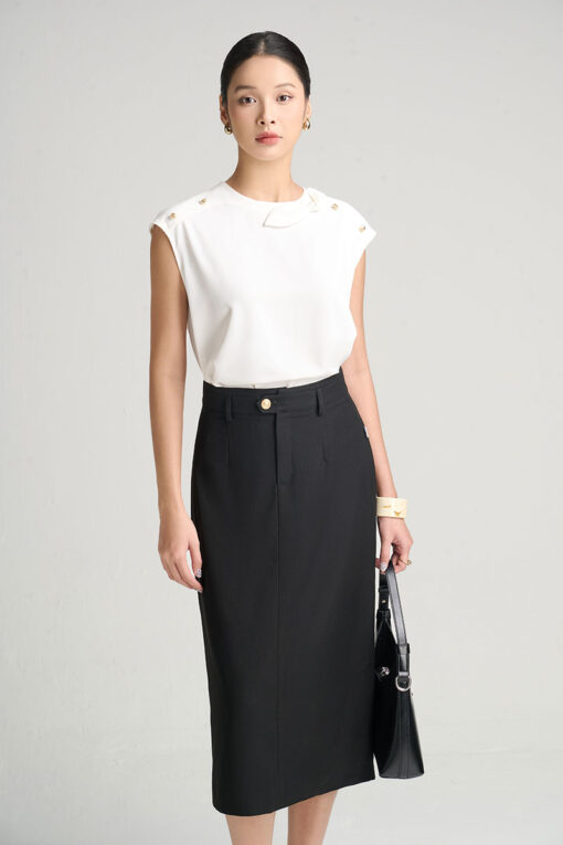 Sơ mi SN can diễu vai nơ đính cổ