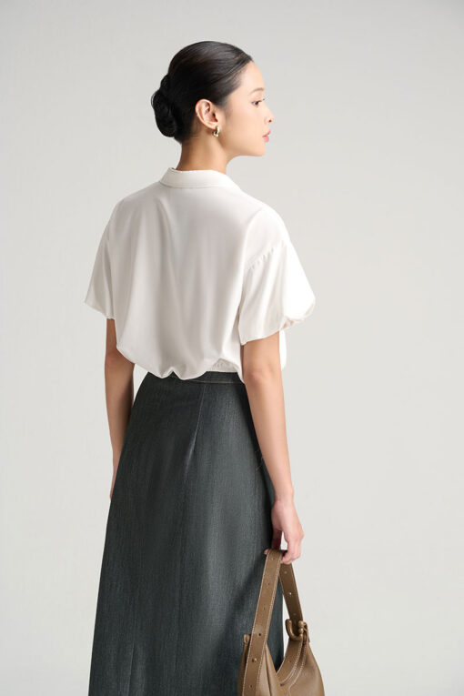 Sơ mi CT chun gấu nẹp cổ mở V