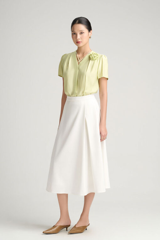 Sơ mi CT cổ V đan chéo đính hoa