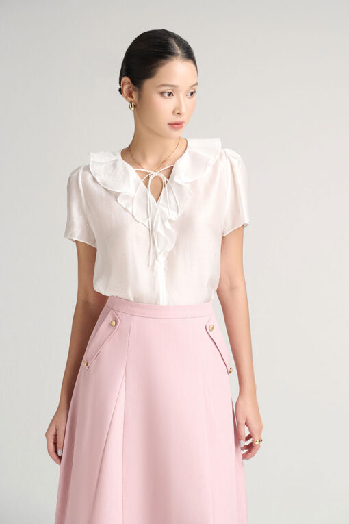 Sơ mi CT cổ bèo buộc dây