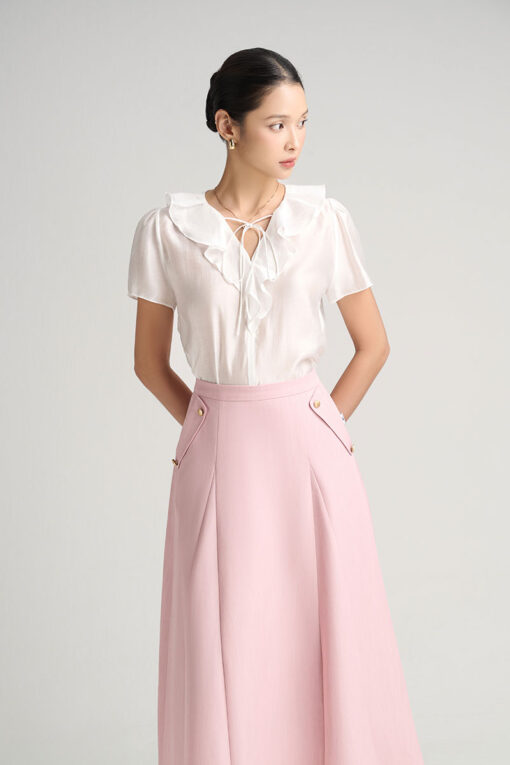 Sơ mi CT cổ bèo buộc dây