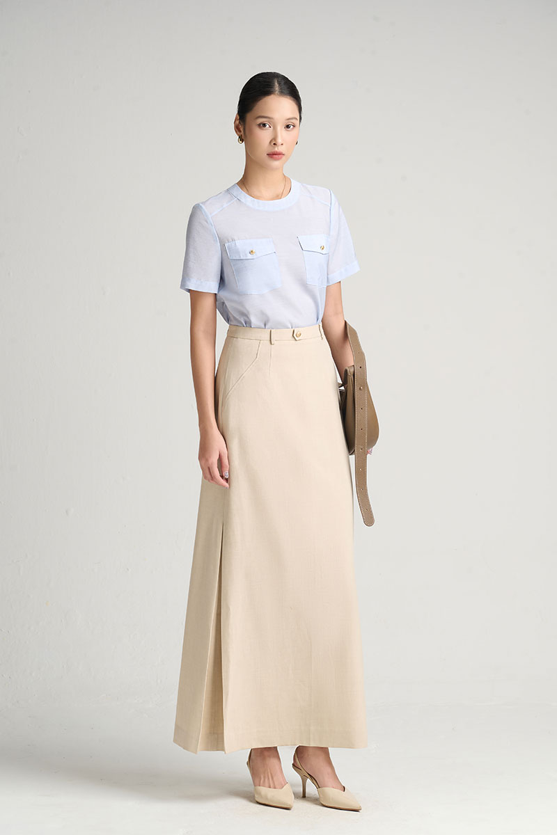 Sơ mi CT cổ tròn túi ốp ngực