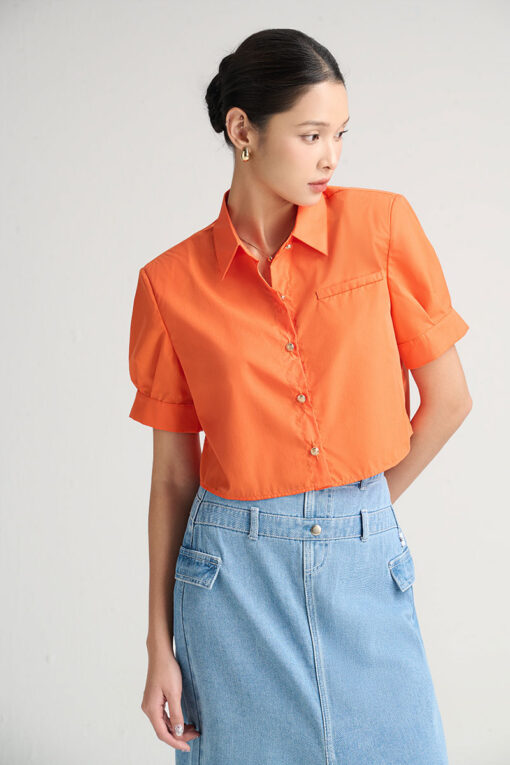 Sơ mi CT croptop có đệm vai