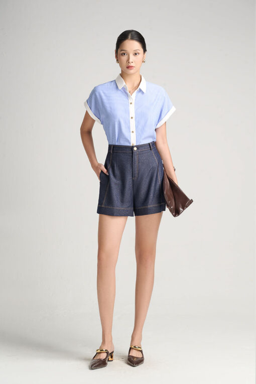 Quần sooc can bổ diễu chỉ