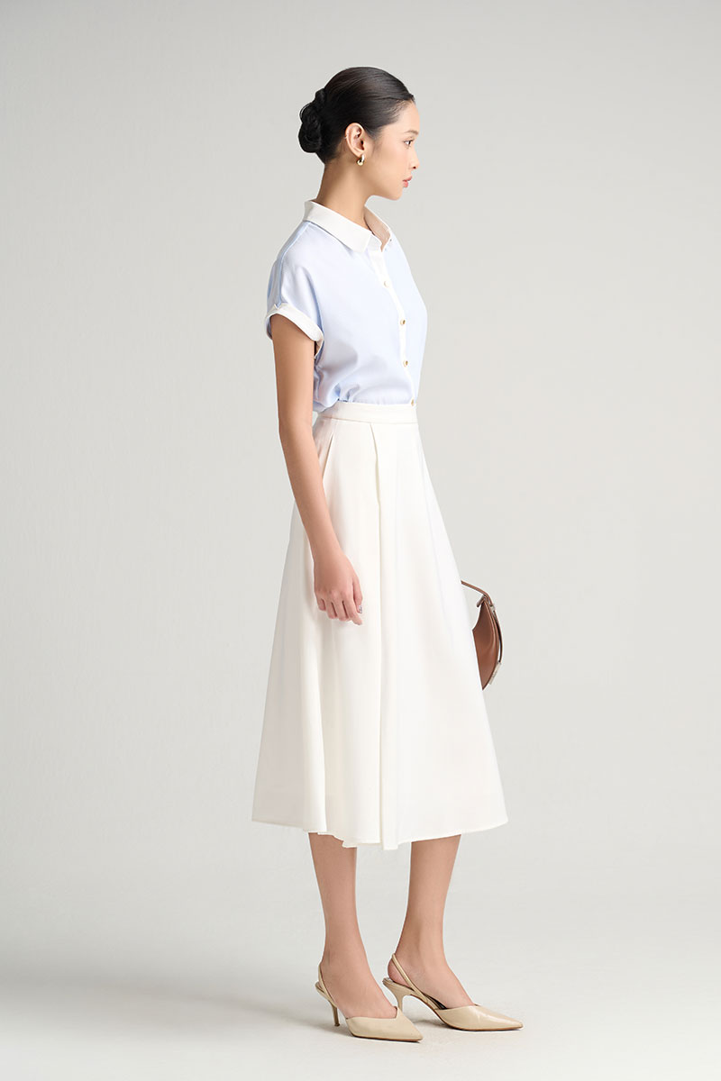 Sơ mi CT phối cổ măng sét, xẻ sau