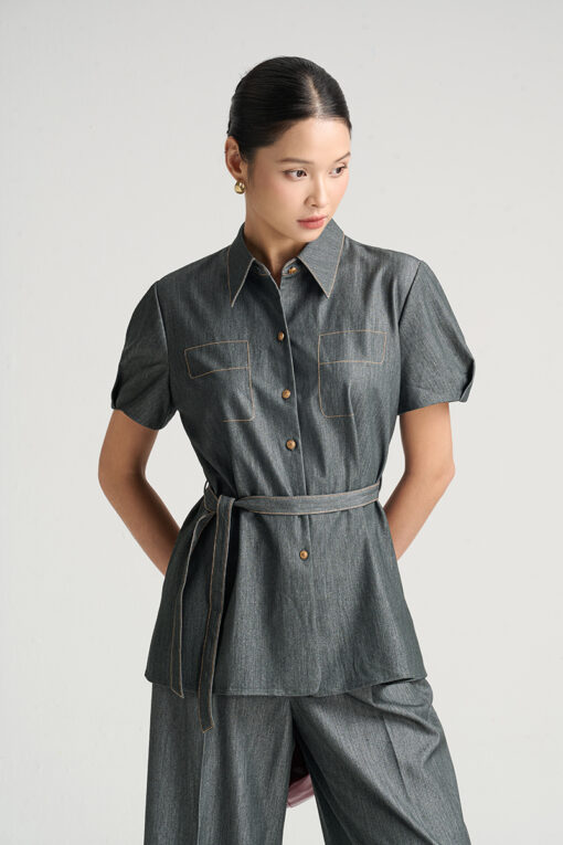 Sơ mi CT xếp ly diễu hình túi ngực