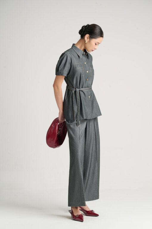 Sơ mi CT xếp ly diễu hình túi ngực