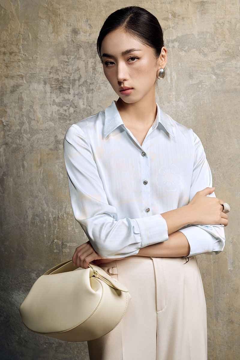 Sơ mi DT basic lụa hoạ tiết