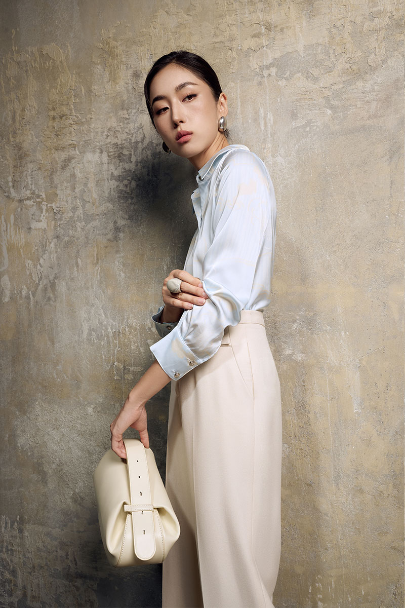 Sơ mi DT basic lụa hoạ tiết