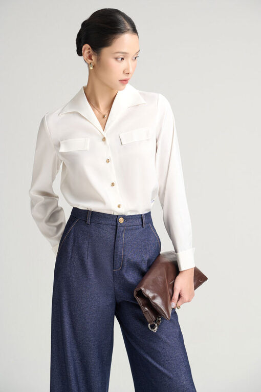 Sơ mi DT cổ bẻ điệu măng sét lật