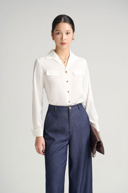 Sơ mi DT cổ bẻ điệu măng sét lật