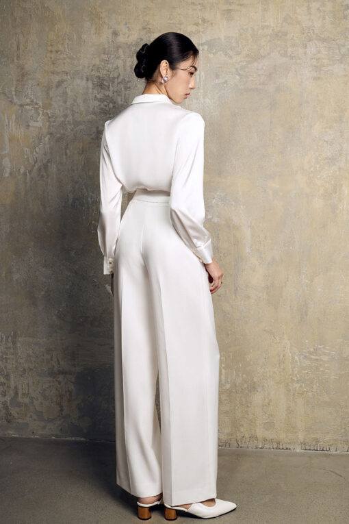 Sơ mi DT cổ đức mở V dây kẹp vai