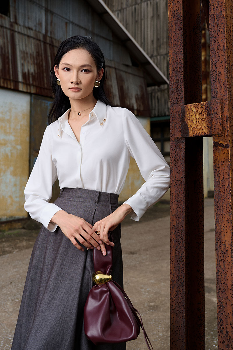 Sơ mi DT cổ vát đính cúc