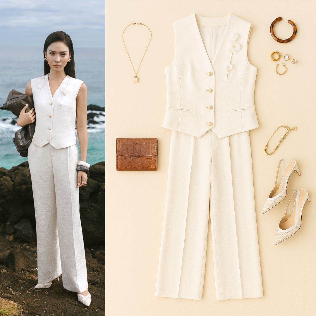 quần suông xếp ly