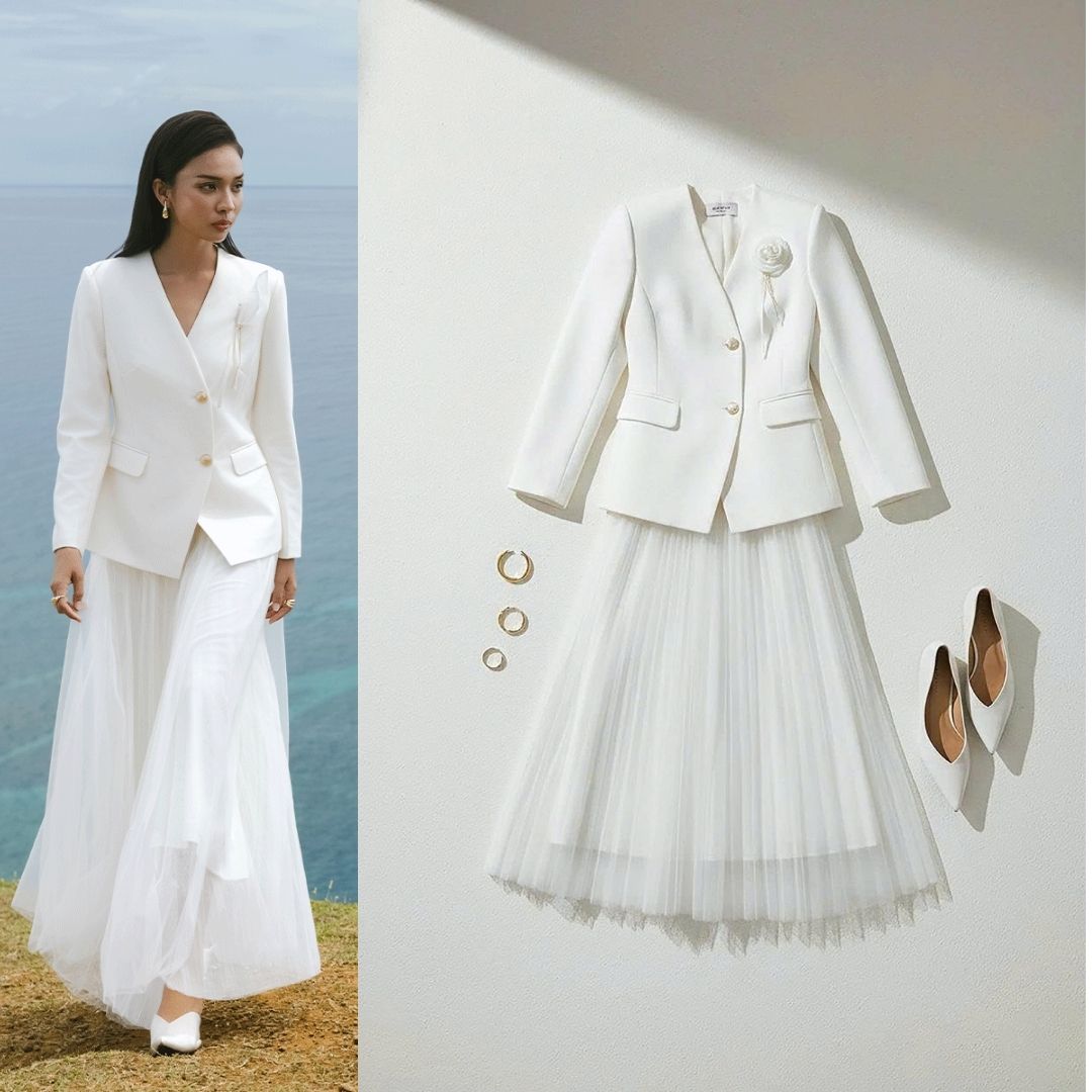 chân váy xòe dập ly