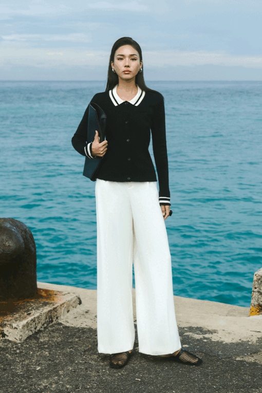 Quần suông xếp ly túi vát chéo