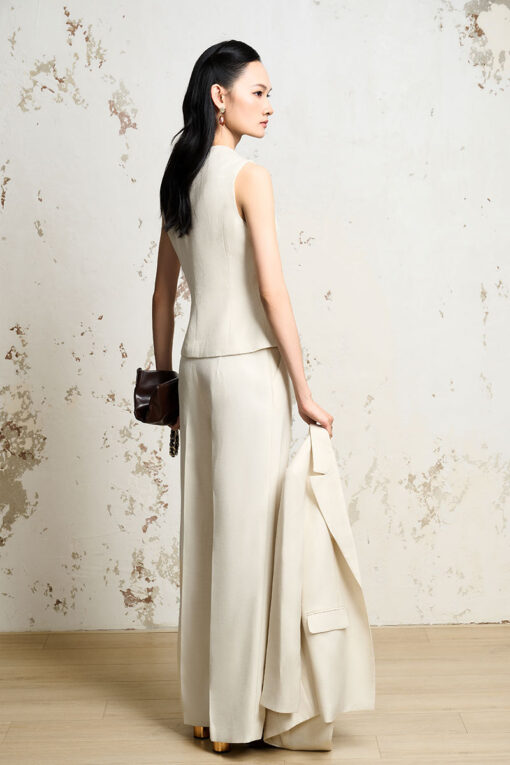 Áo gile cổ V thân bổ mảnh 1 hàng cúc