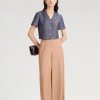 Áo kiểu CT croptop cổ V chần chỉ