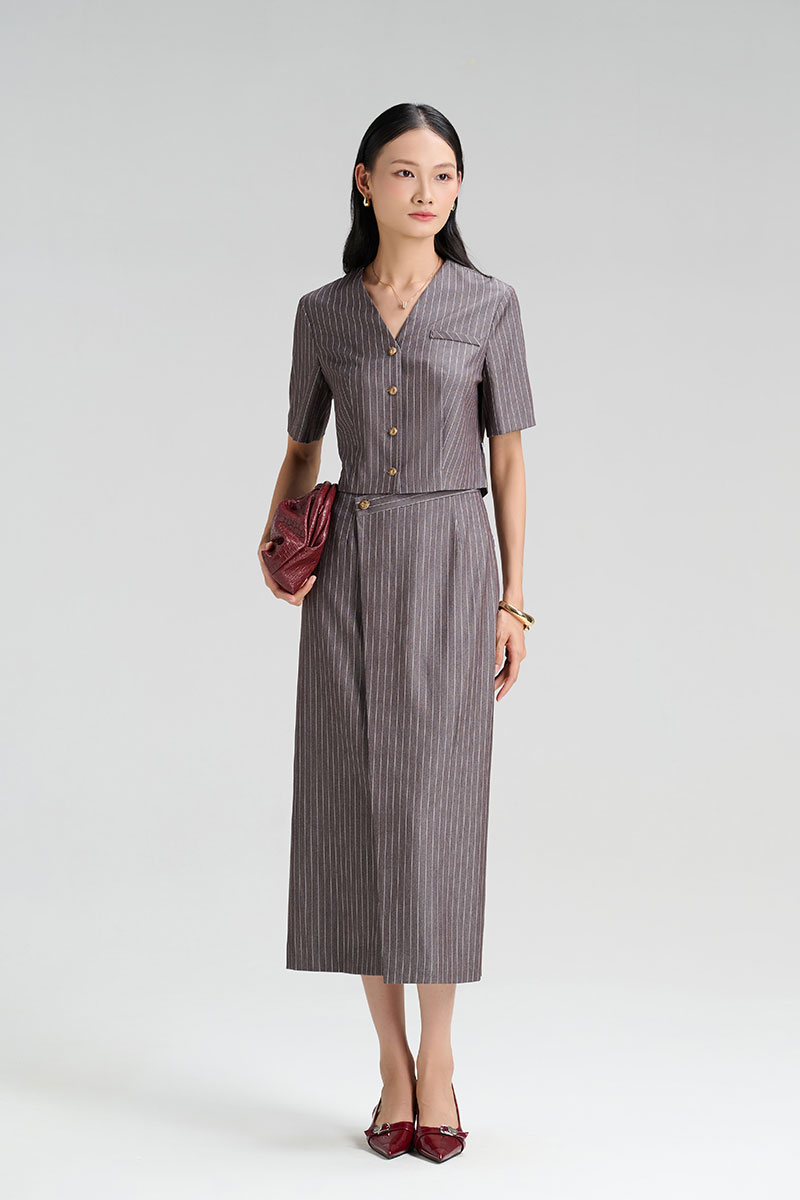 Chân váy dài cạp lệch tà bong