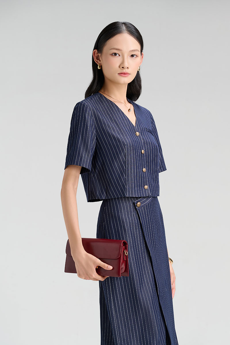 Áo kiểu CT croptop cổ V cơi giả