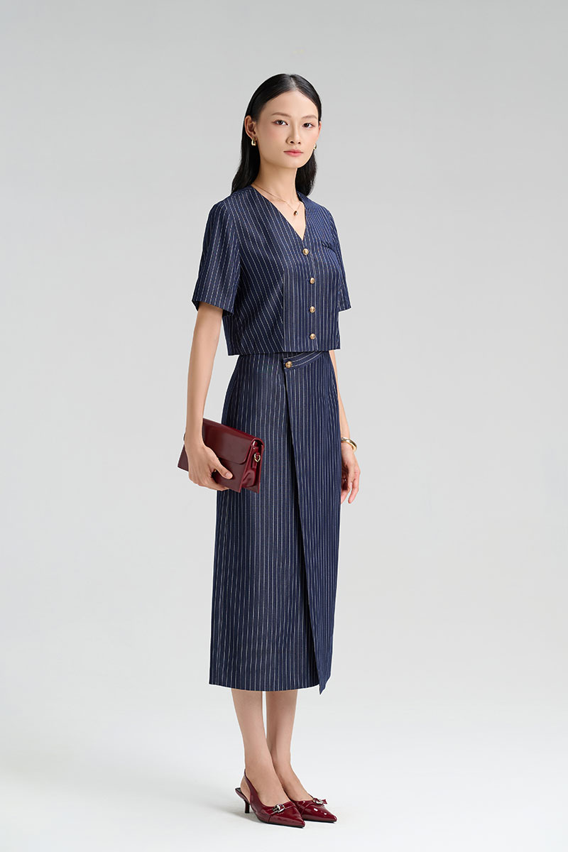 Áo kiểu CT croptop cổ V cơi giả