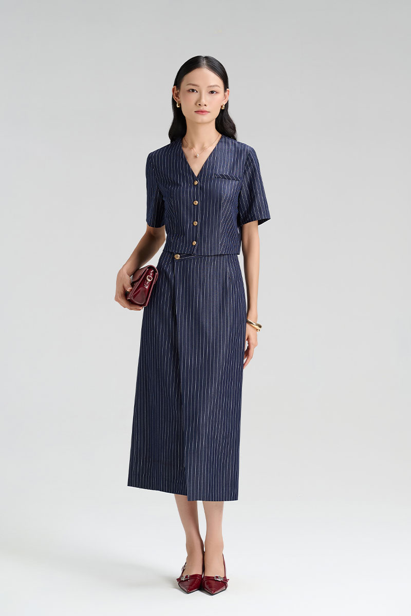 Chân váy dài cạp lệch tà bong